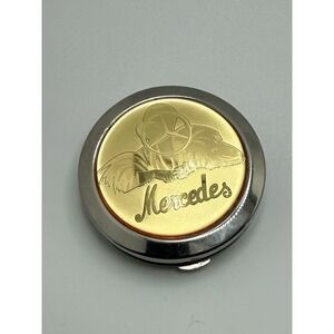 Classic Collection Round Compact Pocket Mirror Mercedes-Benz Goldtone Silvertone